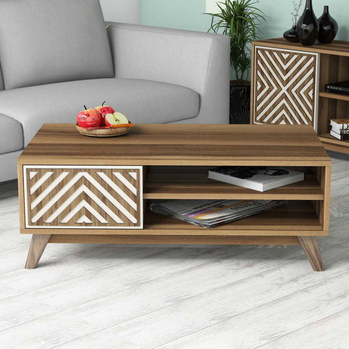 Hanah Home Mesa de Centro Inci - Walnut, Cream Hanah Home Mesa de Centro Inci - Walnut, Cream